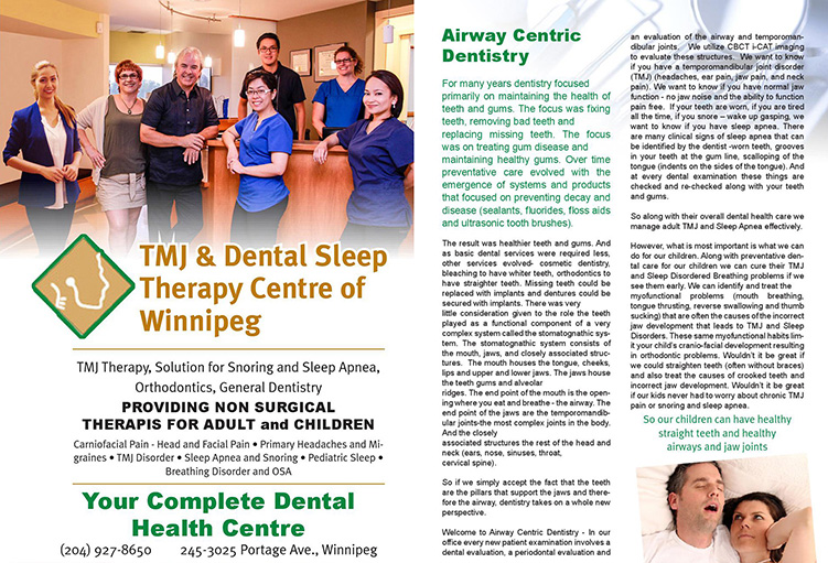 TMJ  & Dental Sleep Therapy Centre of Winnipeg